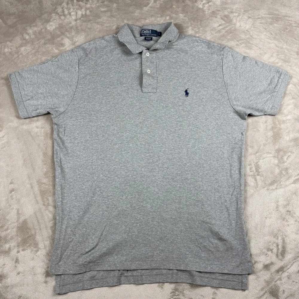 Polo By Ralph Lauren Shirt Mens Large Gray Cotton Short Sleeve Polo Pony Logo